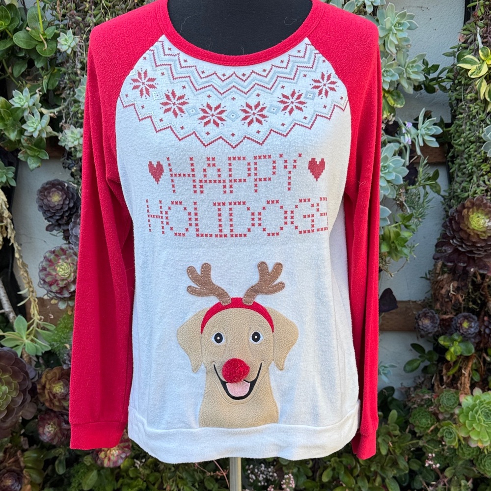 P.J. Salvage Red and White Holiday Top